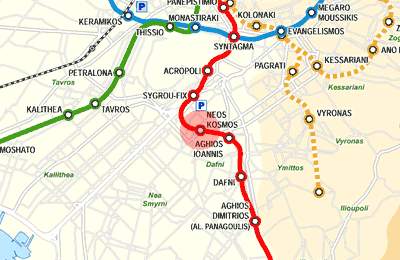 Neos Kosmos station map