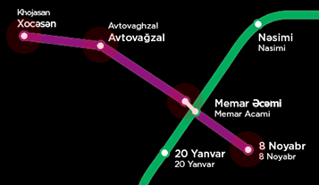 Baku Metro Purple line map