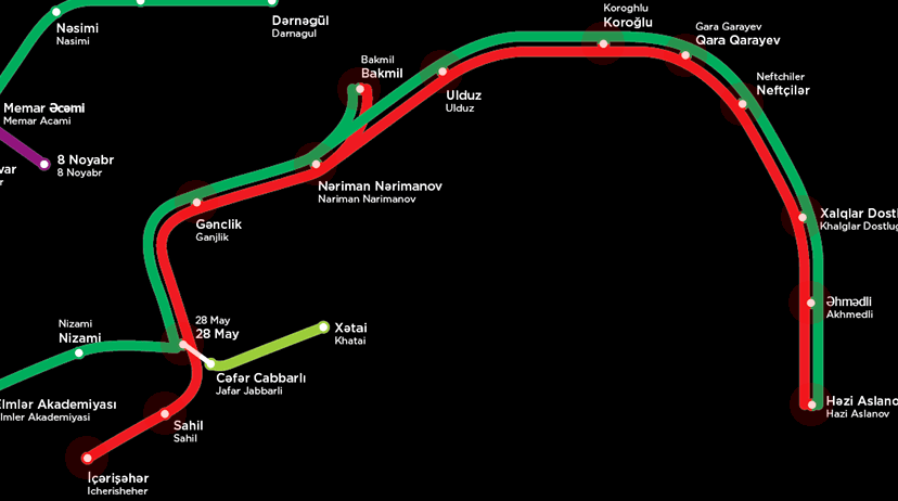 Baku Metro Red line map