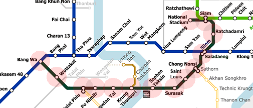 Bangkok metro BTS Silom Skytrain Line map