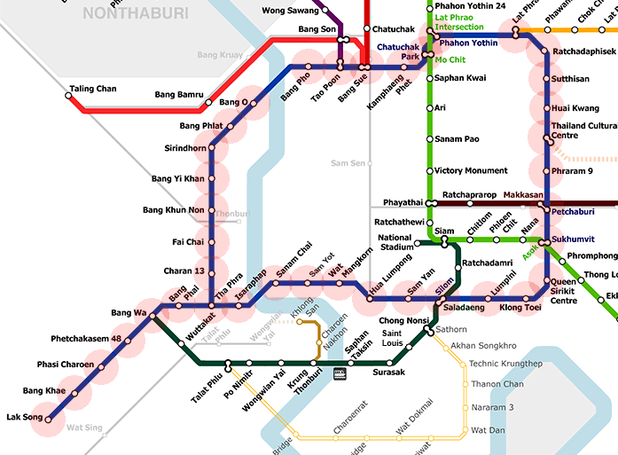 Bangkok metro MRT Blue Line map