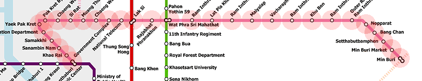 Bangkok metro MRT Pink Line map