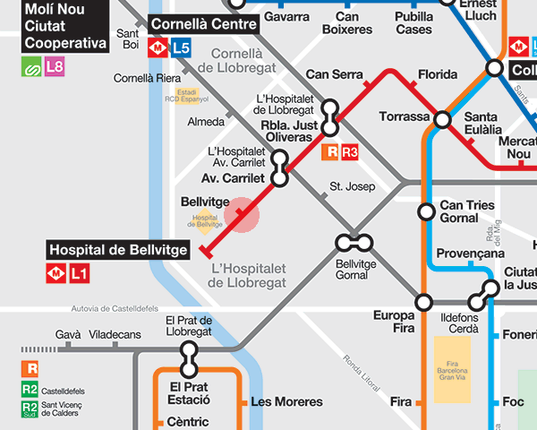 Bellvitge station map