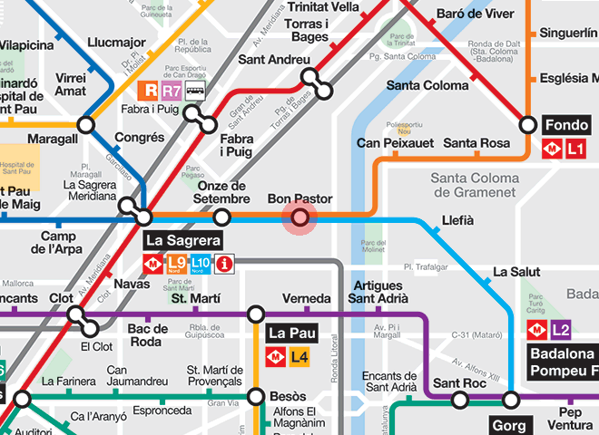 Bon Pastor station map