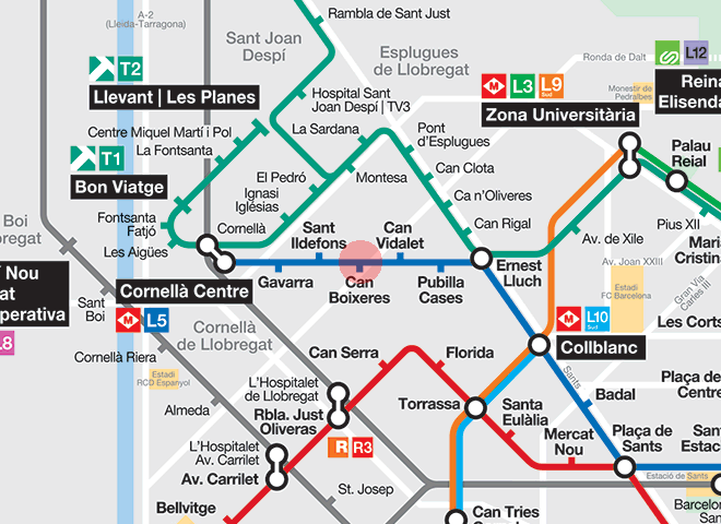 Can Boixeres station map