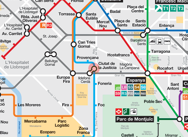 Ciutat de la Justicia station map