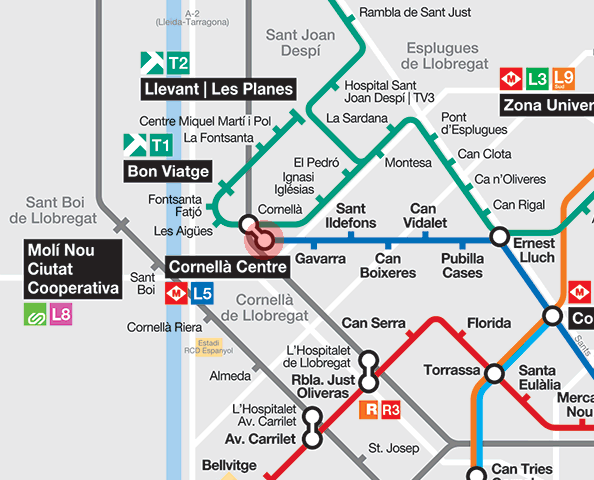 Cornella Centre station map