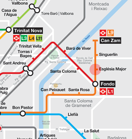 Esglesia Major station map