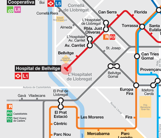 Hospital de Bellvitge station map