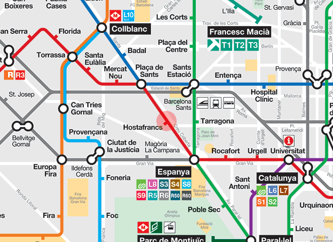 Hostafrancs station map