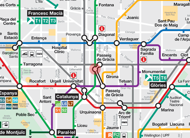 Passeig de Gracia station map