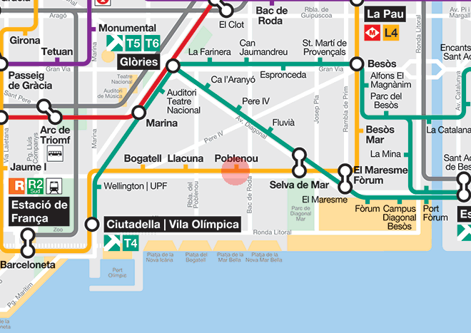 Poblenou station map