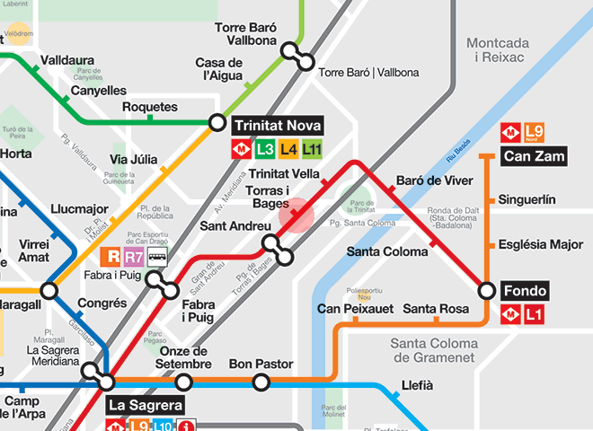 Torras i Bages station map