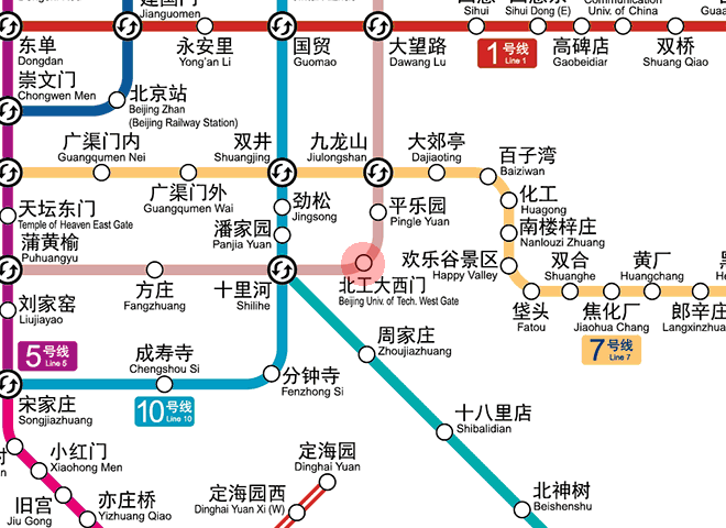 Beijing Univ. of Tech West Gate station map
