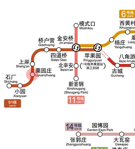 Liyuanzhuang station map