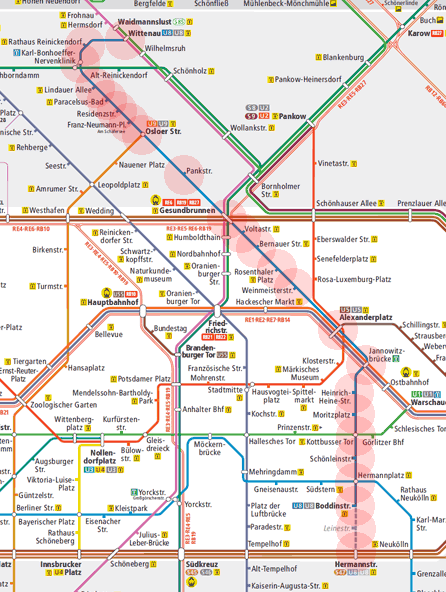 Berlin S-Bahn U-Bahn U8 map