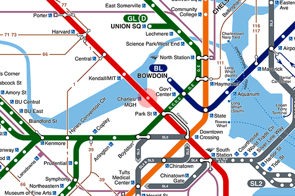 Charles/MGH station map