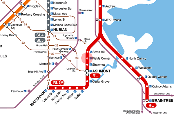 Fields Corner station map