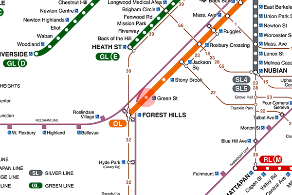 Green Street station map