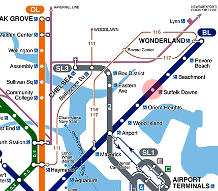 Suffolk Downs station map