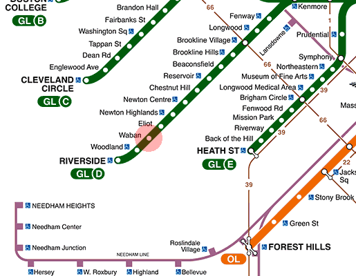 Waban station map