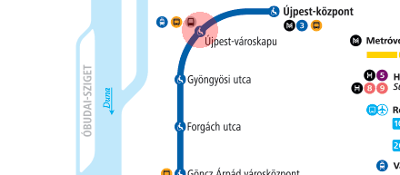 Ujpest-varoskapu station map