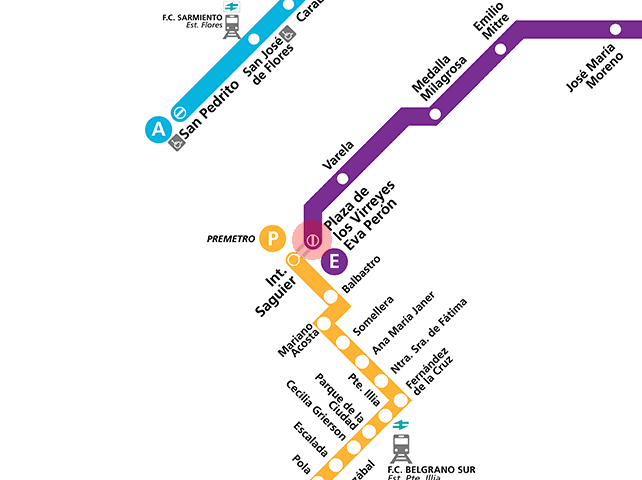 Plaza de los Virreyes station map