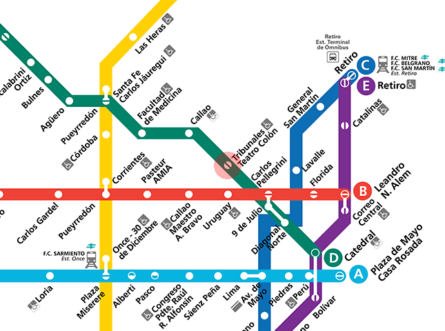 Tribunales station map