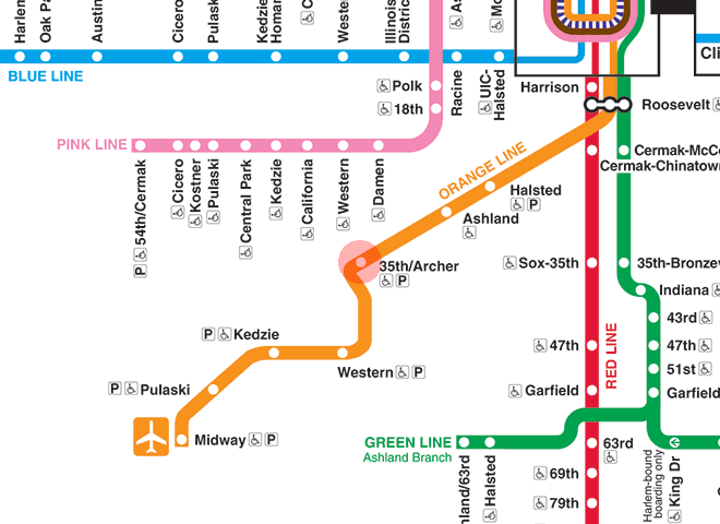 35/Archer station map