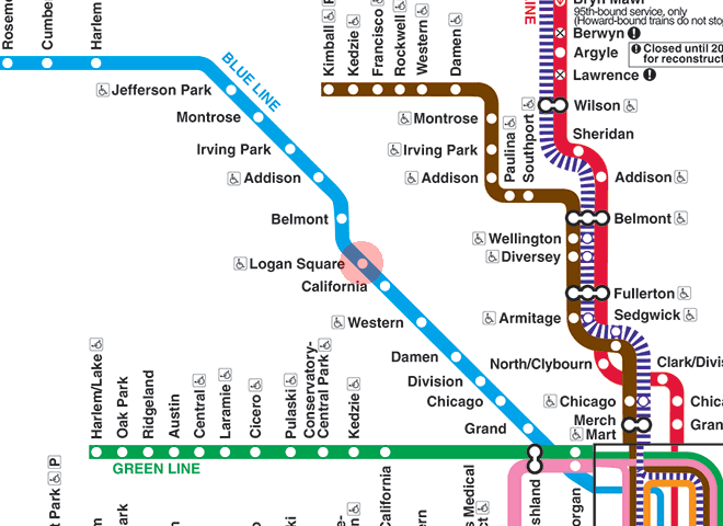 Logan Square station map