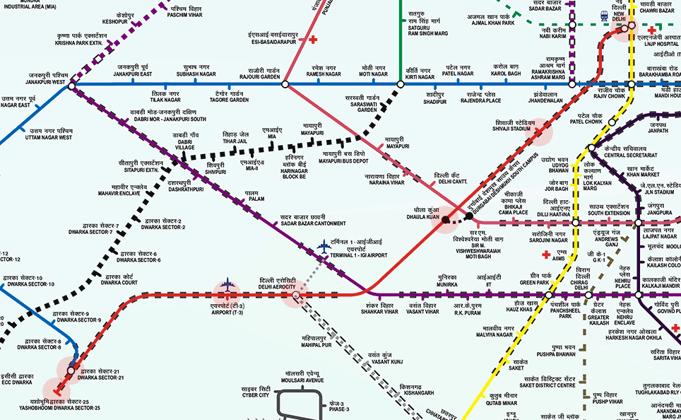 Delhi Metro Airport Express Line map