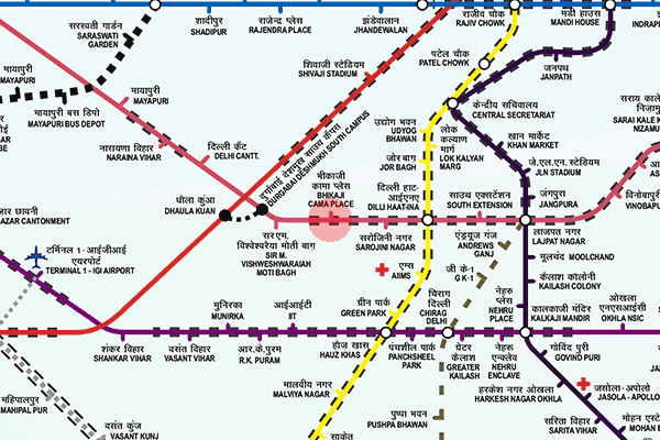 Bhikaji Cama Place station map