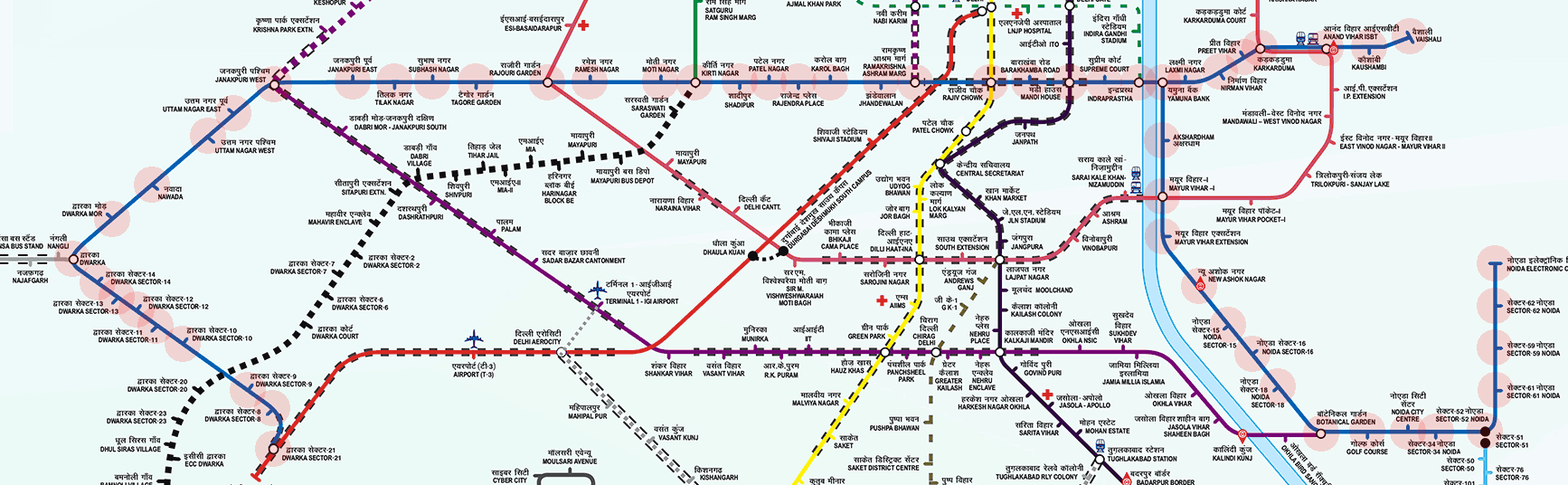Delhi Metro Blue Line map