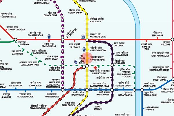 Chawri Bazar station map