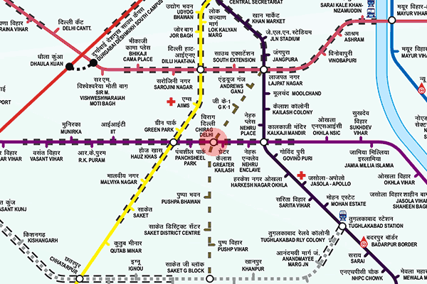 Chirag Delhi station map