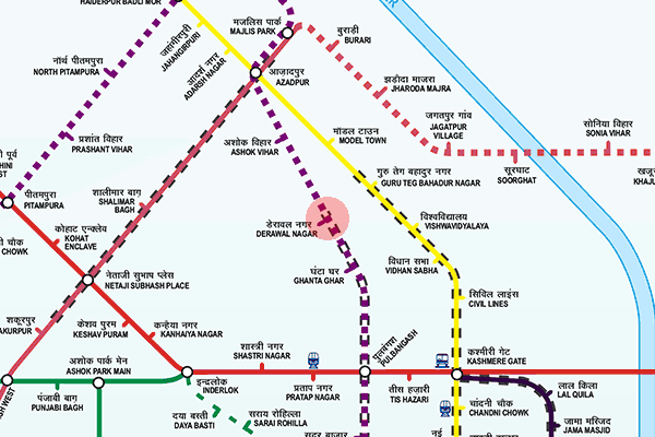 Derawal Nagar station map