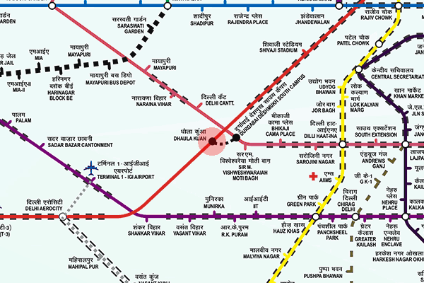 Dhaula Kuan station map