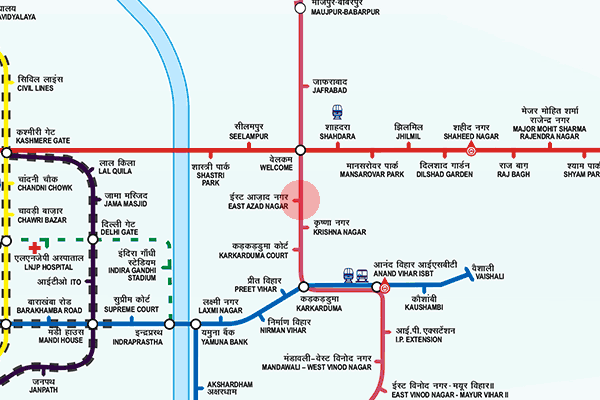 East Azad Nagar station map