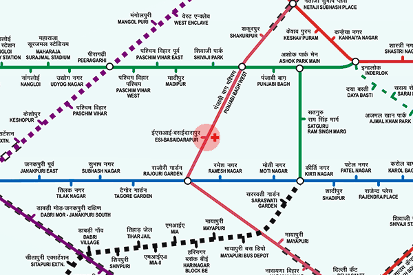 ESI - Basaidarapur station map