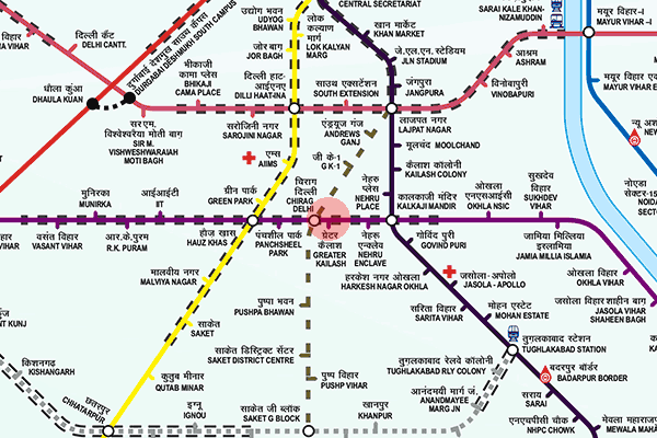Greater Kailash station map