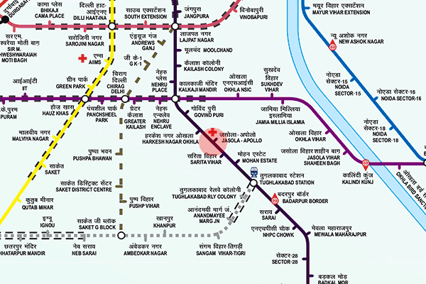 Jasola Apollo station map