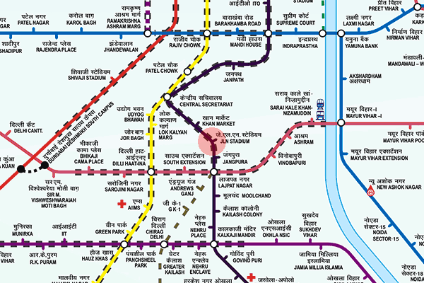 Jawaharlal Nehru Stadium station map