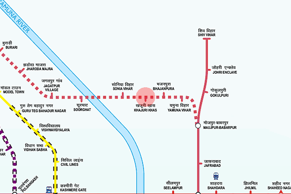 Khajuri Khas station map