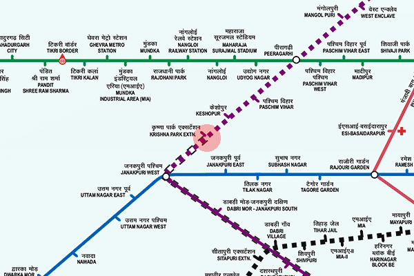 Krishna Park Extension station map