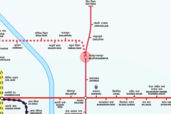 Maujpur - Babarpur station map