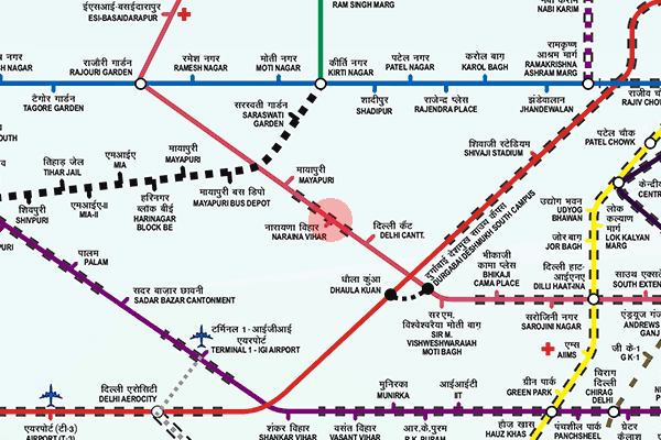 Naraina Vihar station map