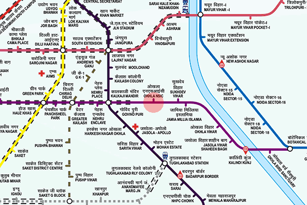 Okhla NSIC station map