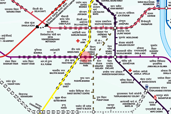 Panchsheel Park station map