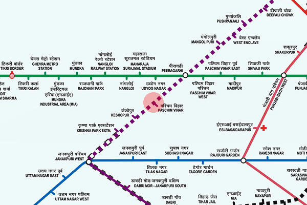 Paschim Vihar station map