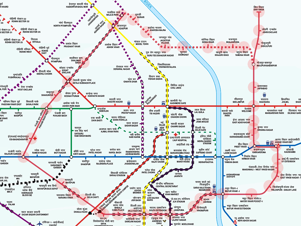 Delhi Metro Pink Line map